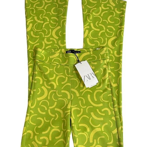 Zara Geometric Jacquard High Waisted Flare Pants - NWT - Picture 8 of 9